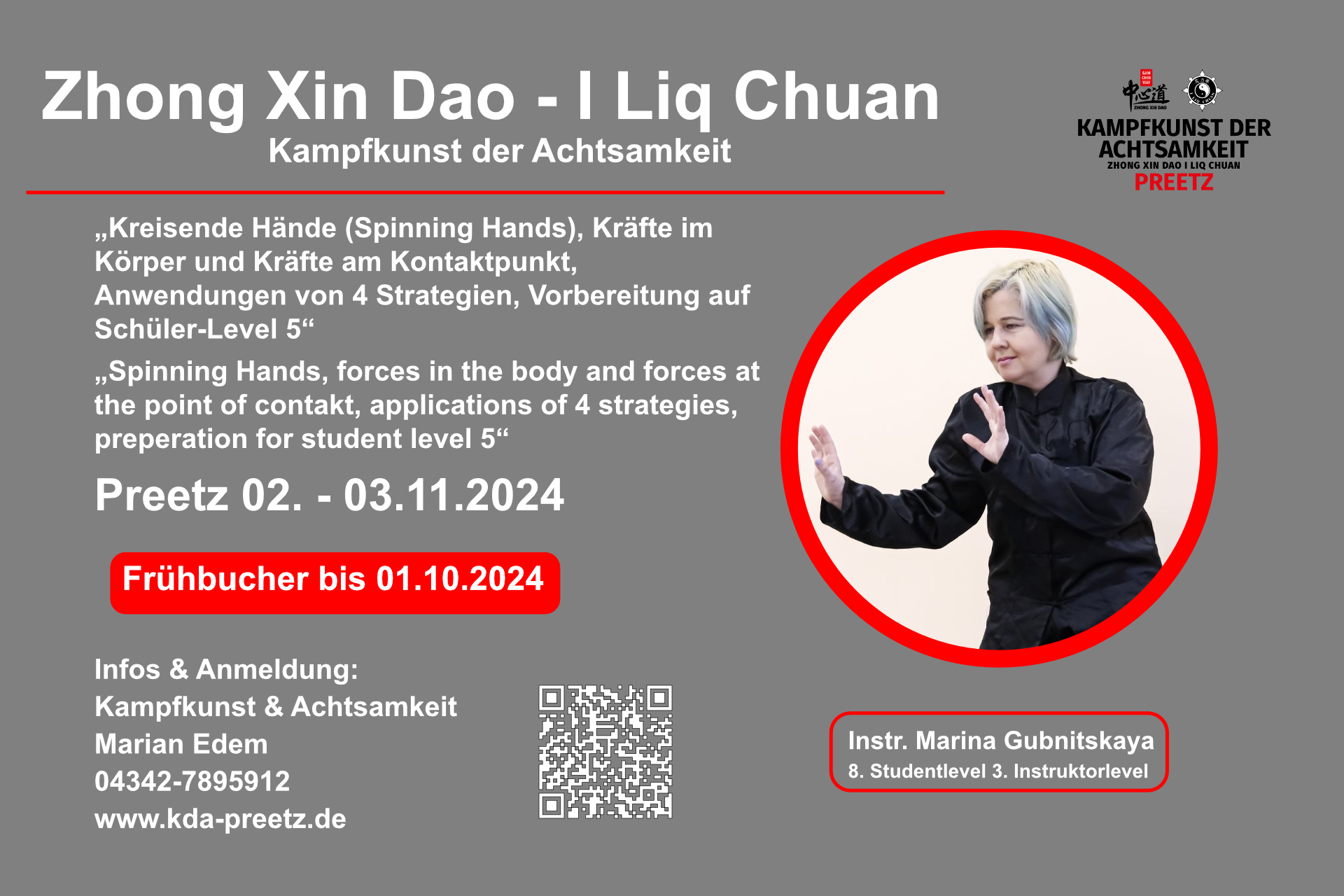 Zhong Xin Dao I Liq Chuan Workshop mit Instruktorin Marina Gubniskaya Preetz